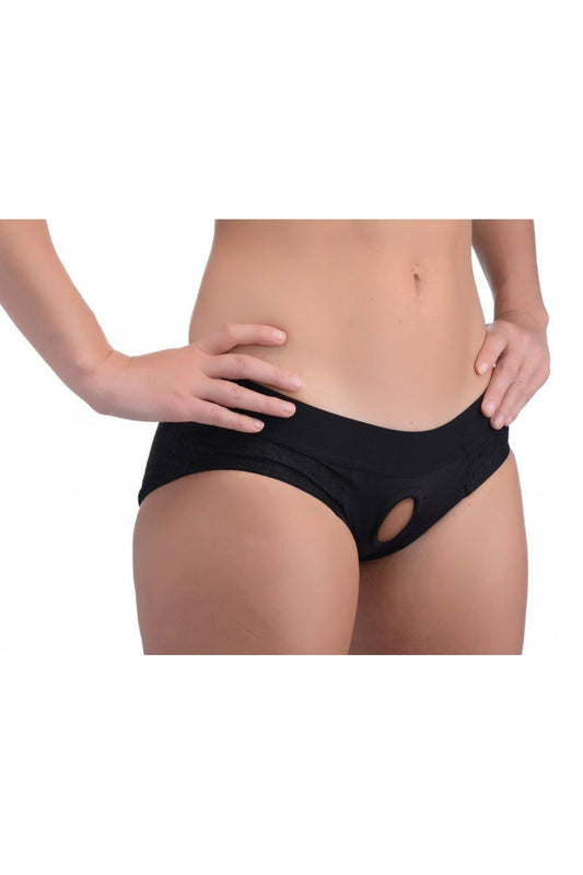 Lace Envy Black Crotchless Panty Harness - S-M freeshipping - ToysZone.ca