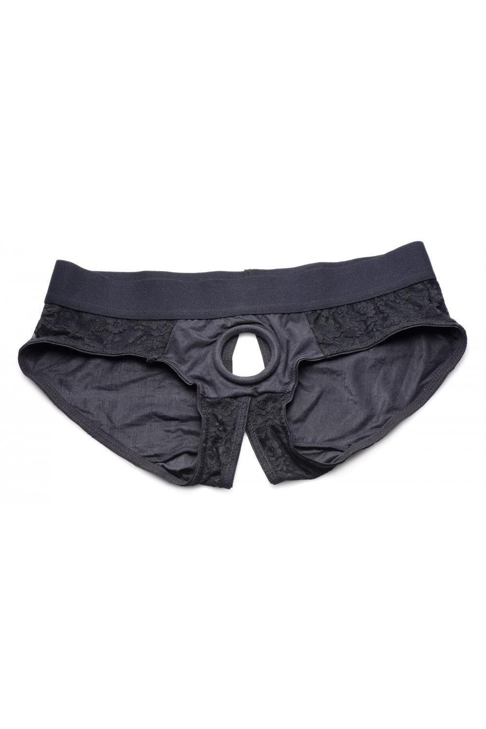 Lace Envy Black Crotchless Panty Harness - L-XL freeshipping - ToysZone.ca