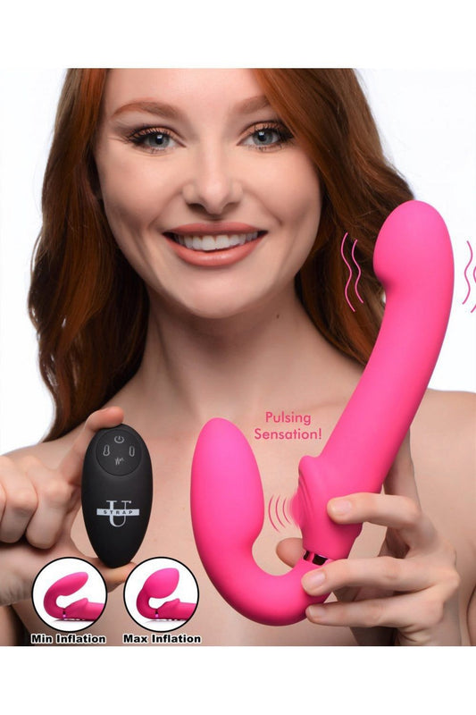 10X Remote Control G-Pulse Inflatable Strapless Strap-on - Pink free shipping - ToysZone.ca