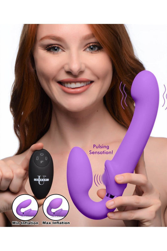 10X Remote Control Inflatable and Vibrating Strapless Strap-on - Purple free shipping - ToysZone.ca