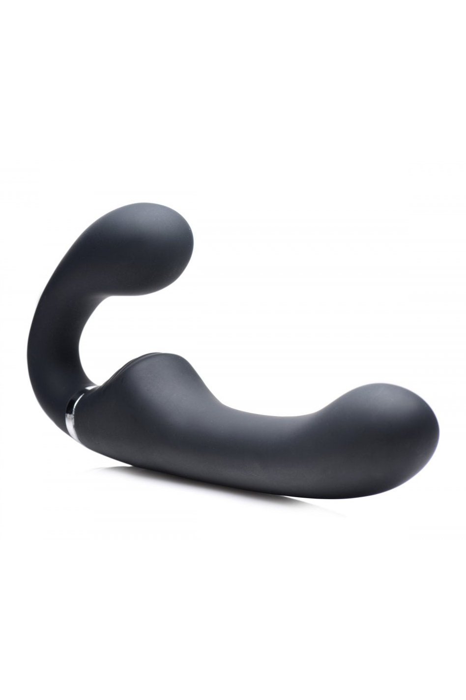 10X Vibrating Silicone Strapless Strap-on - Black Free Shipping