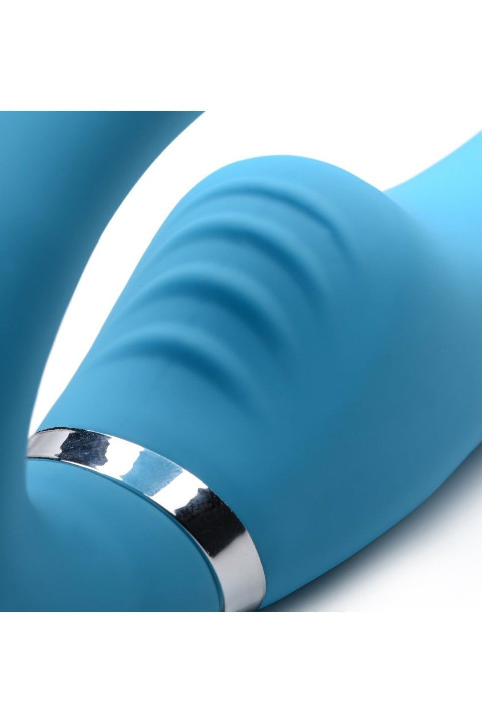 10X Vibrating Silicone Strapless Strap-on - Blue freeshipping - ToysZone.ca
