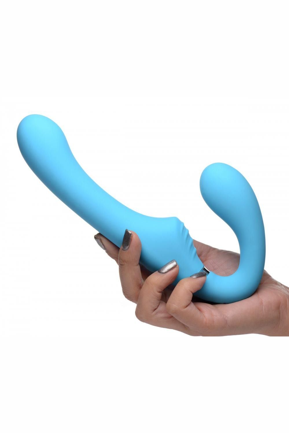 10X Vibrating Silicone Strapless Strap-on - Blue freeshipping - ToysZone.ca