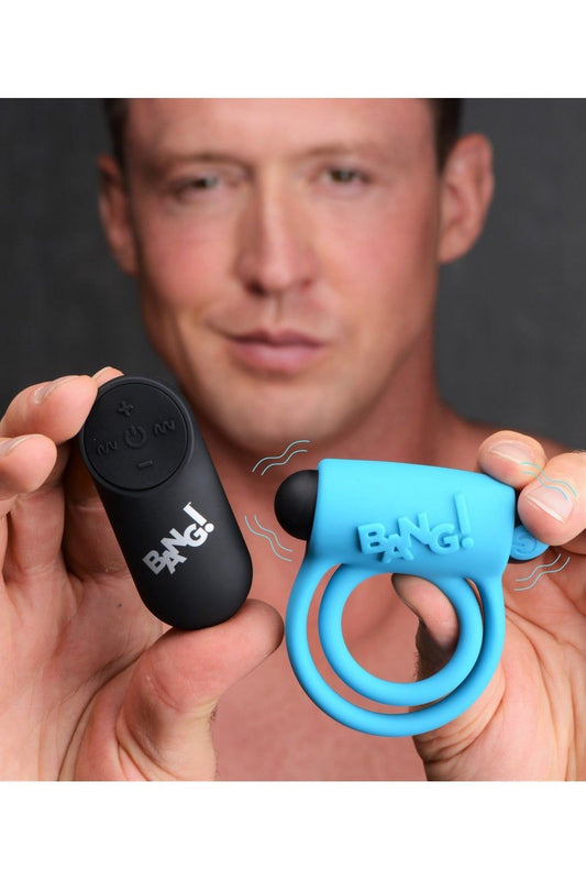 Remote Control 28X Vibrating Cock Ring and Bullet - Blue free shipping - ToysZone.ca