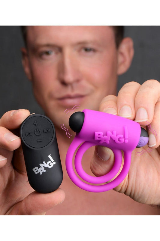 Remote Control 28X Vibrating Cock Ring and Bullet - Purple free shipping - ToysZone.ca