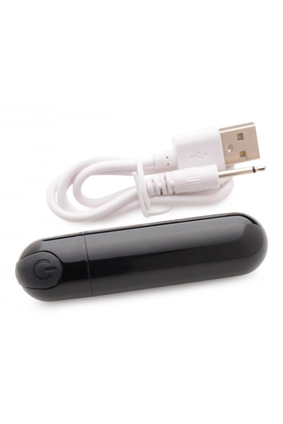 10X Rechargeable Vibrating Metallic Bullet - Black free shipping - ToysZone.ca