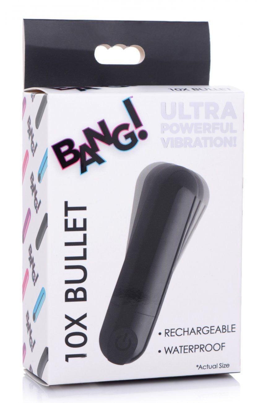 10X Rechargeable Vibrating Metallic Bullet - Black free shipping - ToysZone.ca