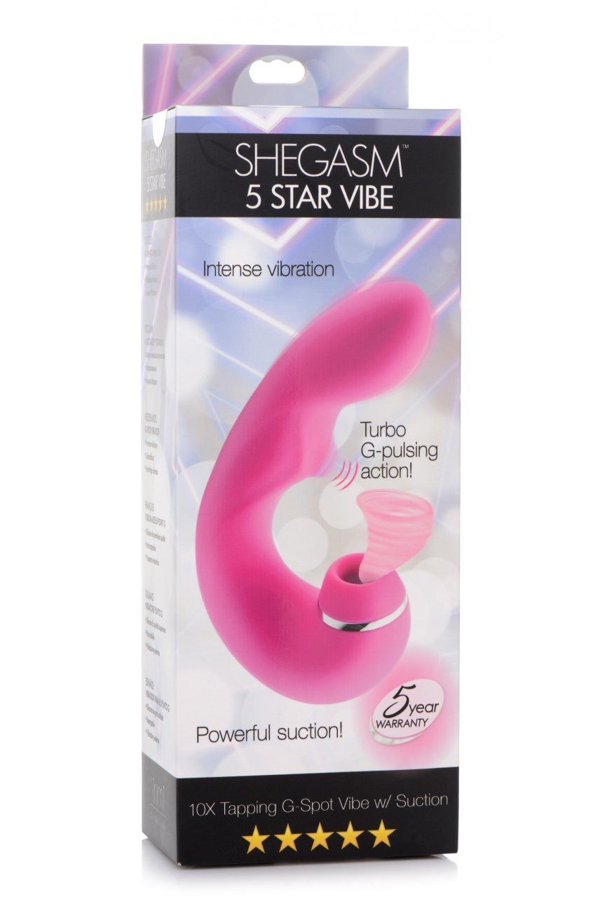 Shegasm 5 Star 10X Tapping G-Spot Silicone Vibrator with Suction - Pink freeshipping - ToysZone.ca