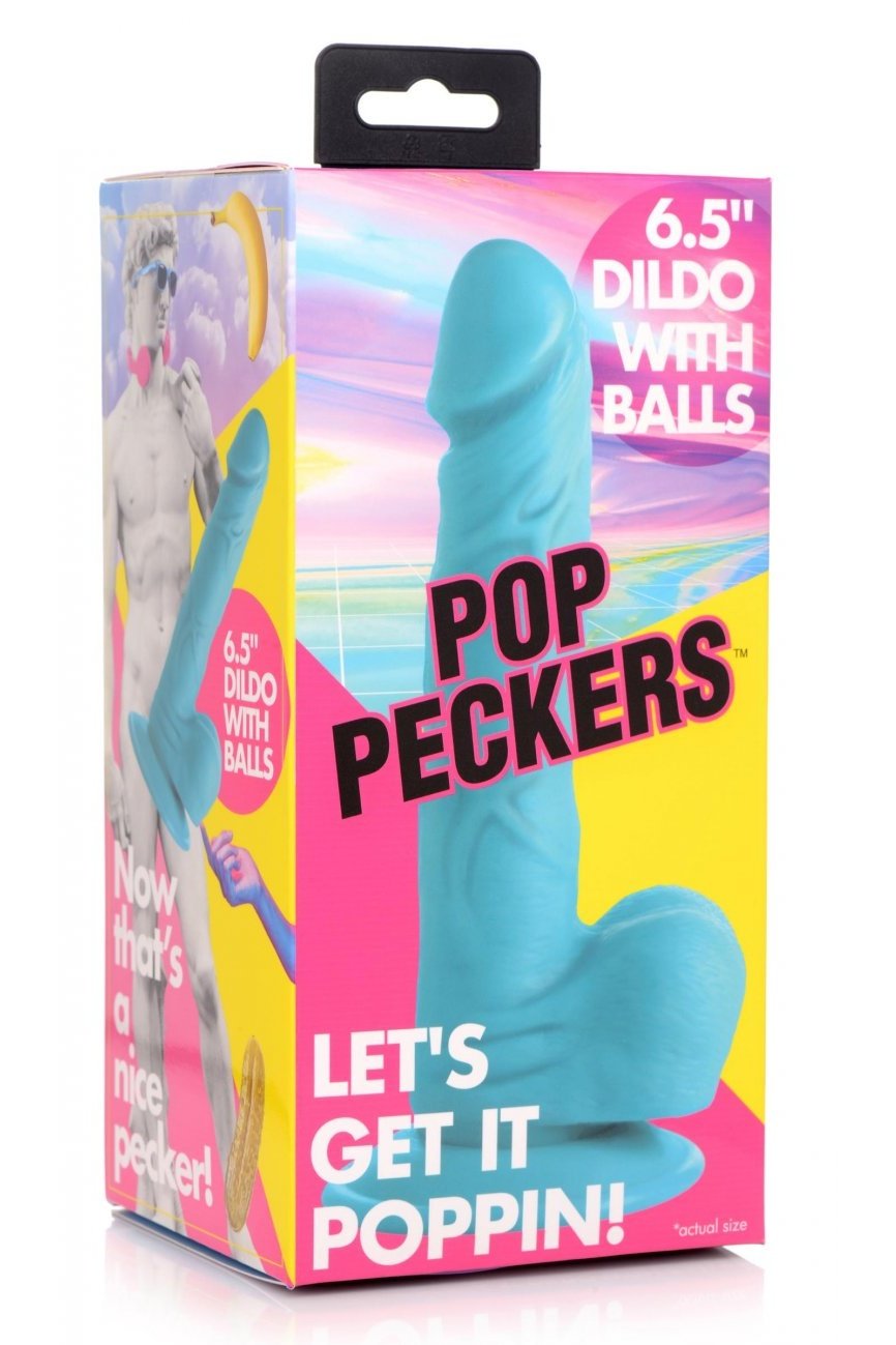 6.5 Inch Dildo with Balls - Blue Free Shipping
