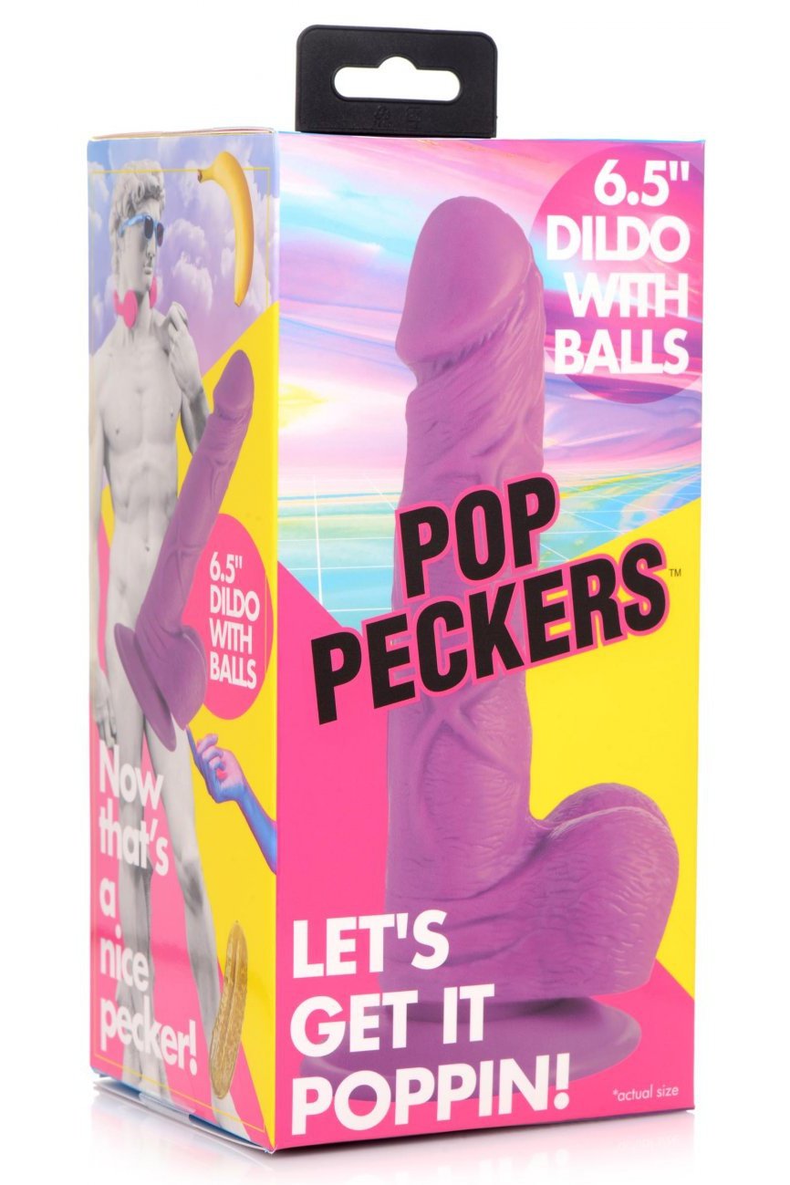 6.5 Inch Dildo with Balls - Purple Free Shipping