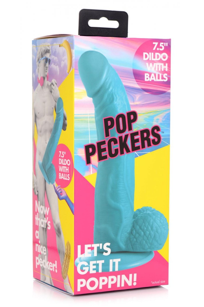 7.5 Inch Dildo with Balls - Blue Free Shipping