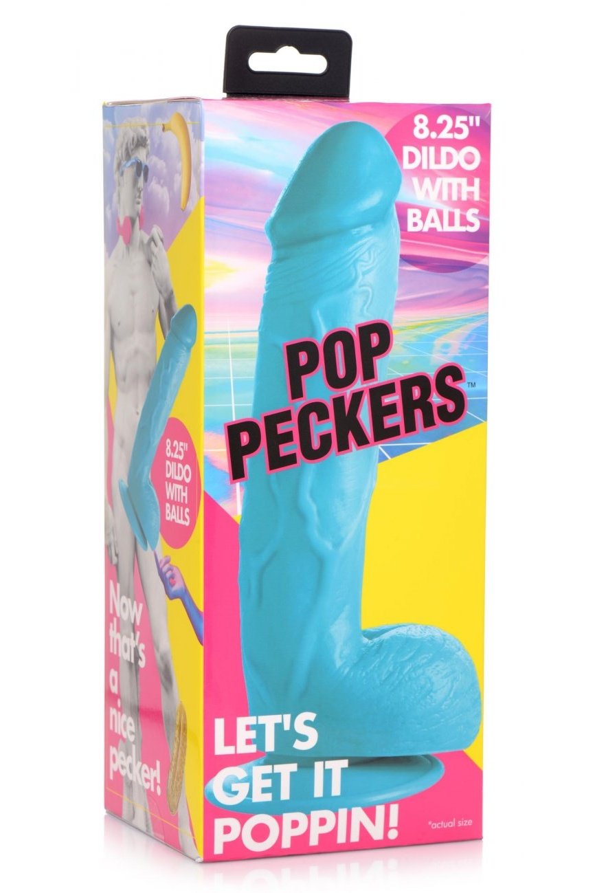 8.25 Inch Dildo with Balls - Blue Free Shipping