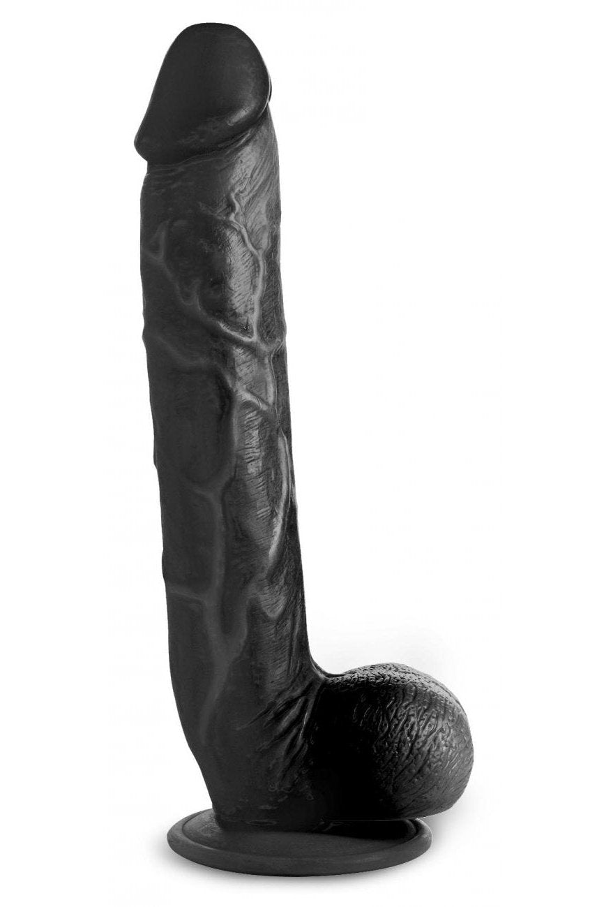 Long Logan 10 Inch Dildo with Balls - Black Free Shipping