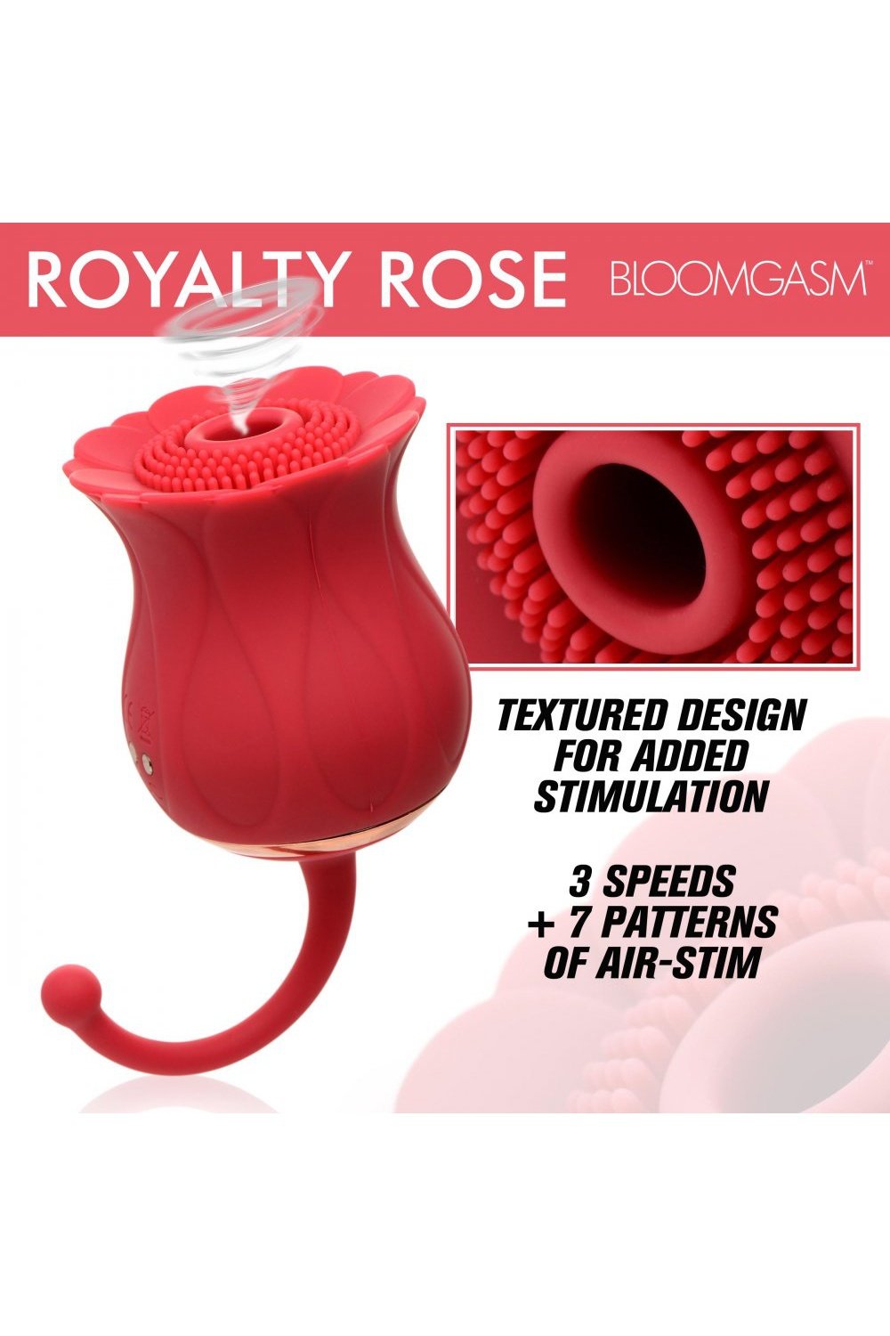Royalty Rose Textured Suction Clit Stimulator Free Shipping