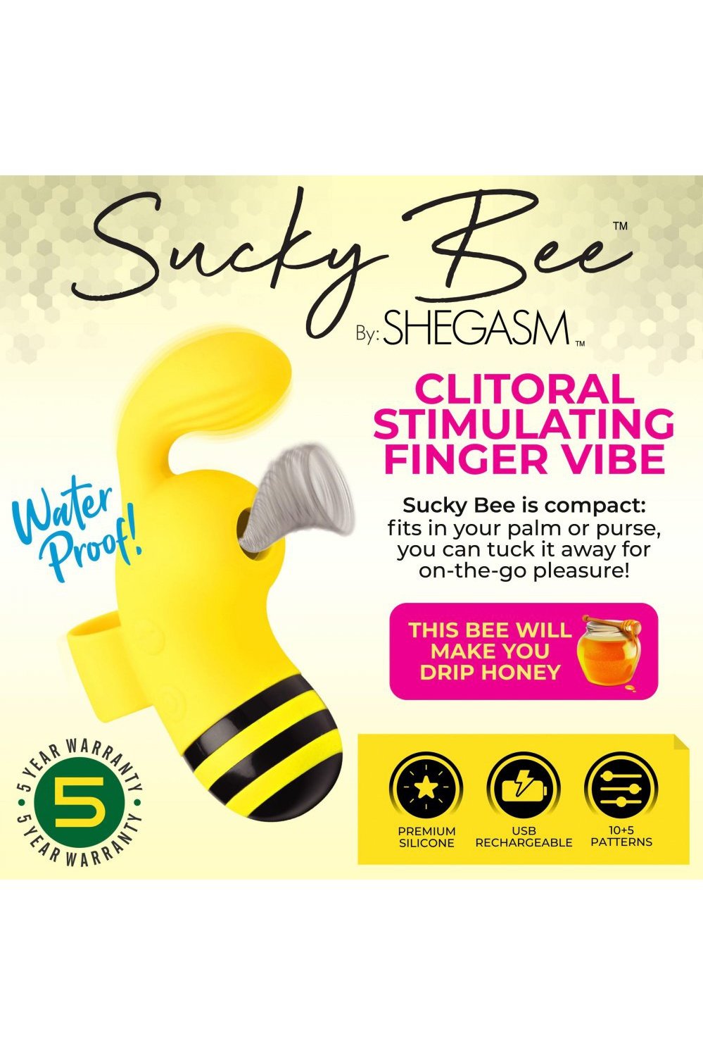 Sucky Bee Clitoral Stimulating Finger Vibe Free Shipping