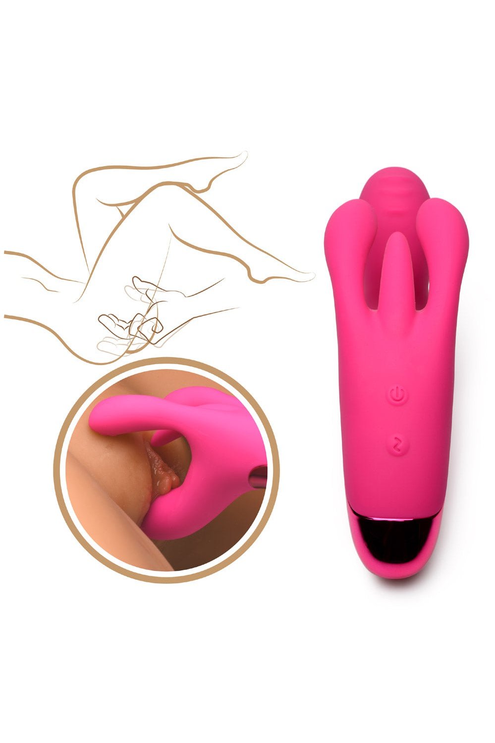 10X Triple Rabbit Silicone Vibrator - Pink Free Shipping