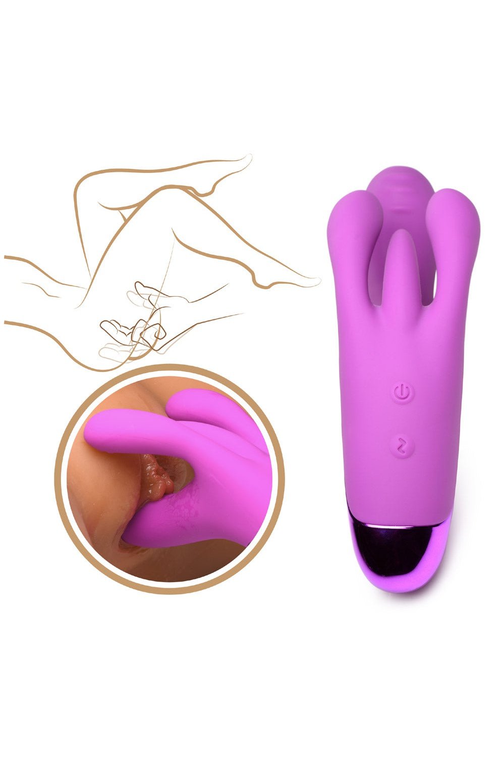 10X Triple Rabbit Silicone Vibrator - Purple Free Shipping