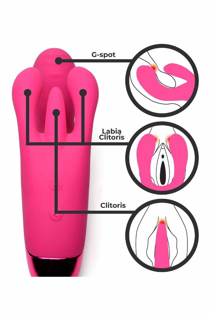 10X Triple Rabbit Silicone Vibrator - Pink Free Shipping