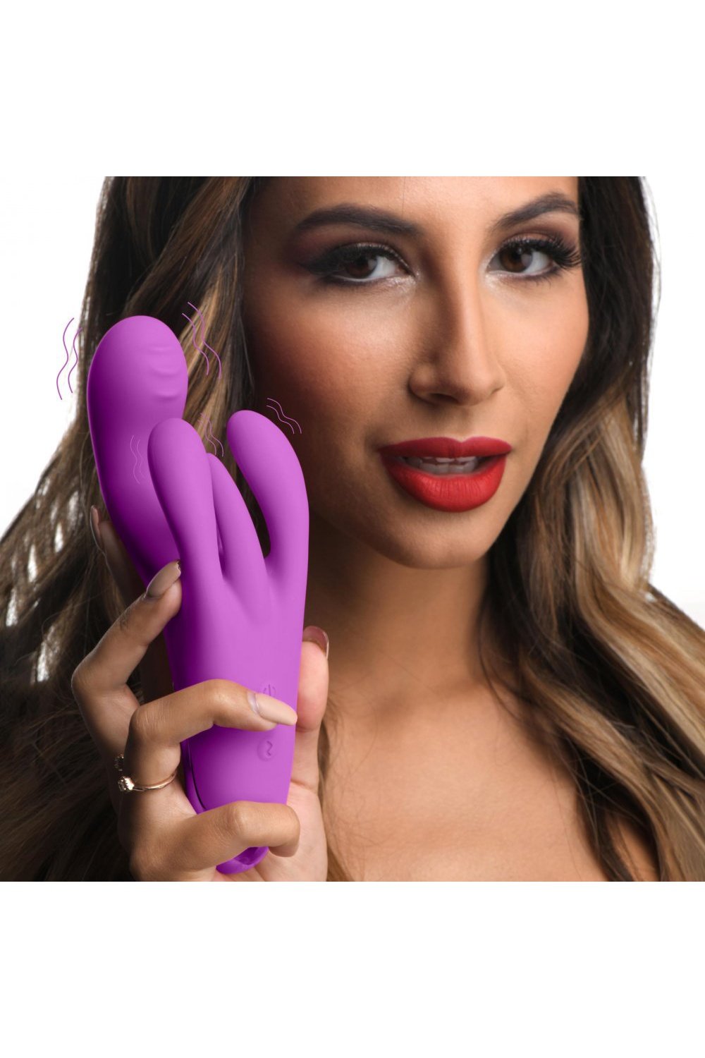 10X Triple Rabbit Silicone Vibrator - Purple Free Shipping