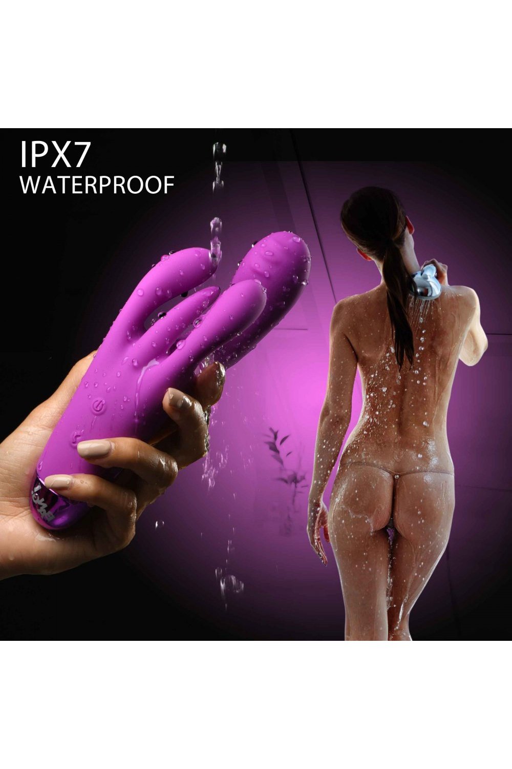 10X Triple Rabbit Silicone Vibrator - Purple Free Shipping