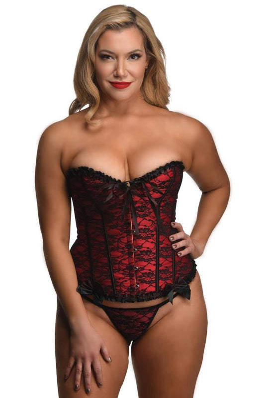 Scarlet Seduction Lace-up Corset and Thong - XL Free Shipping