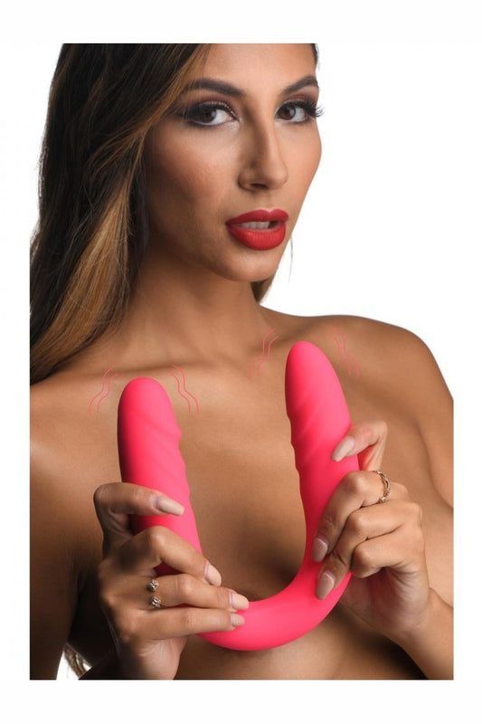 7X Double Down Silicone Double Dildo with Remote Free Shipping