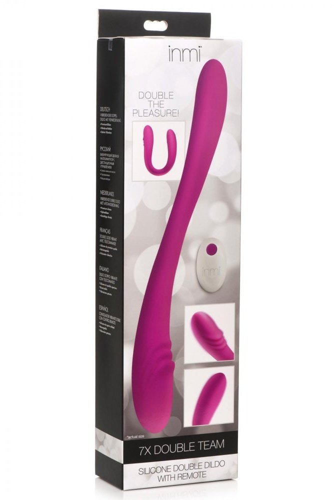 7X Double Team Silicone Double Dildo with Remote Free Shipping