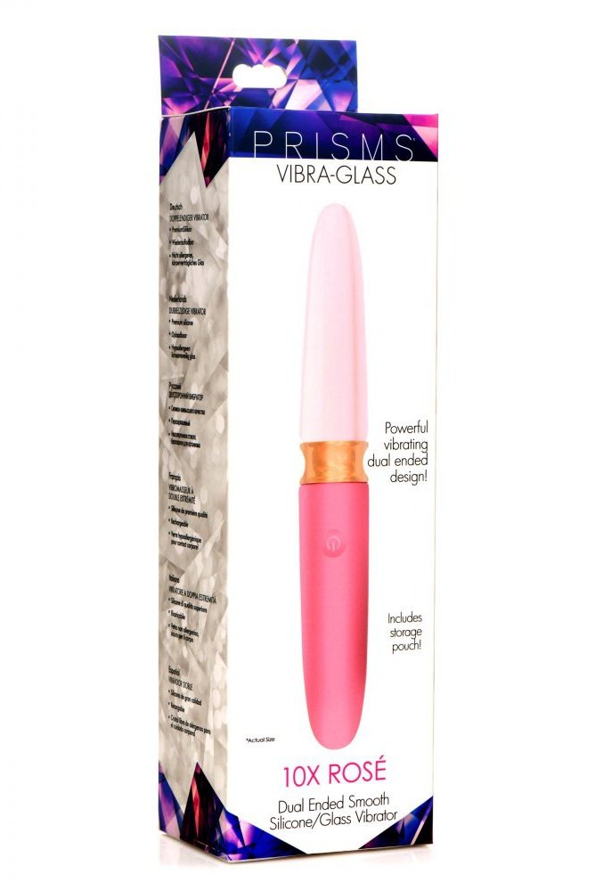 10X Rosé Dual Ended Smooth Silicone and Glass Vibrator Free Shipping