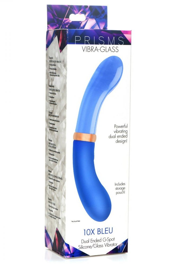 10X Bleu Dual Ended G-Spot Silicone and Glass Vibrator Free Shipping