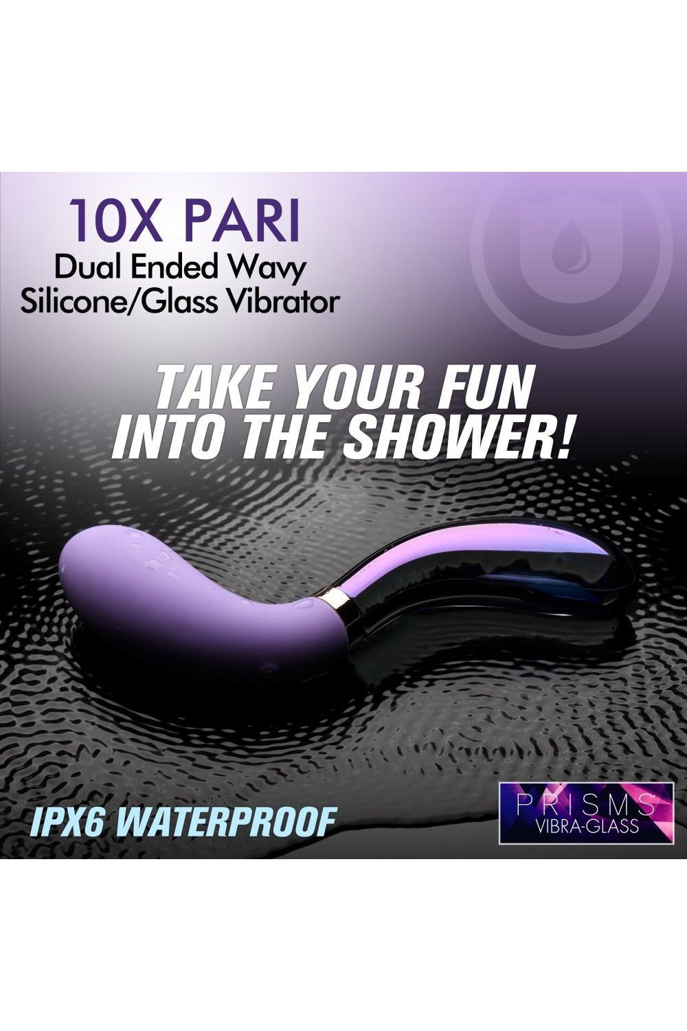 10X Pari Dual Ended Wavy Silicone and Glass Vibrator Free Shipping