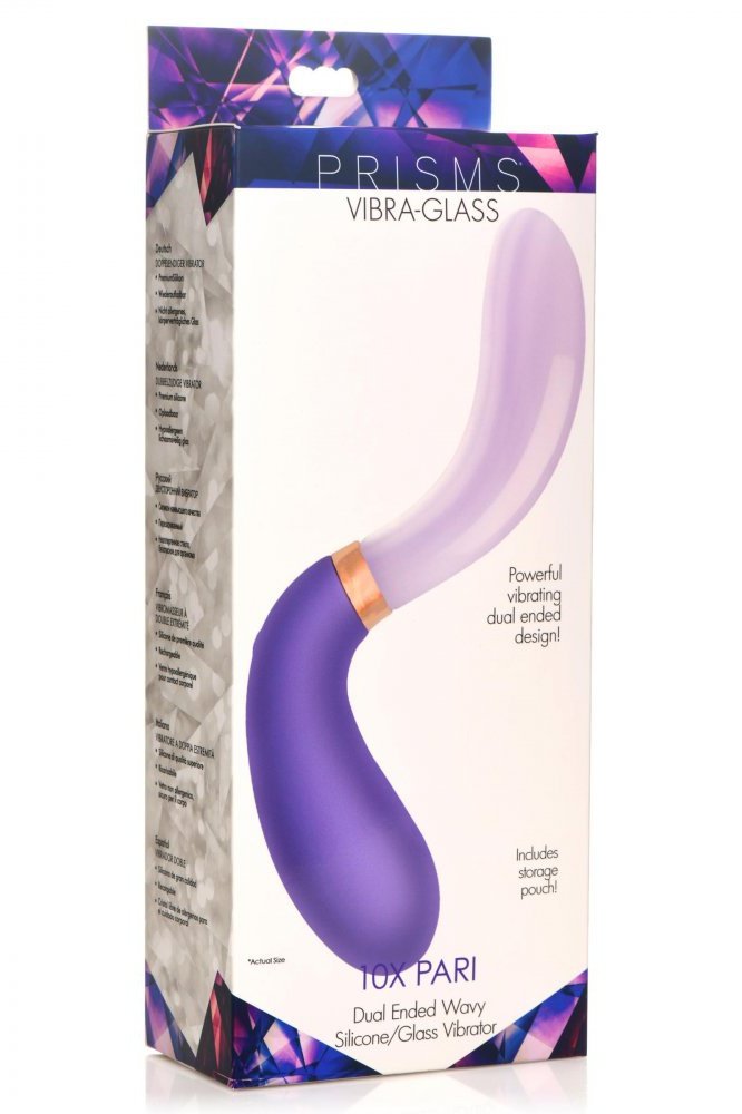 10X Pari Dual Ended Wavy Silicone and Glass Vibrator Free Shipping