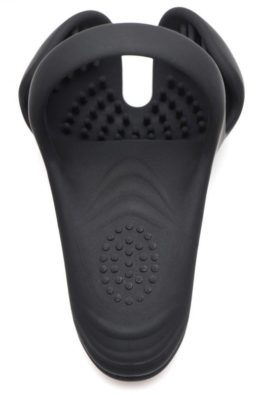 10X Vibrating Silicone Cock Ring with Taint Stim and Remote Free Shipping