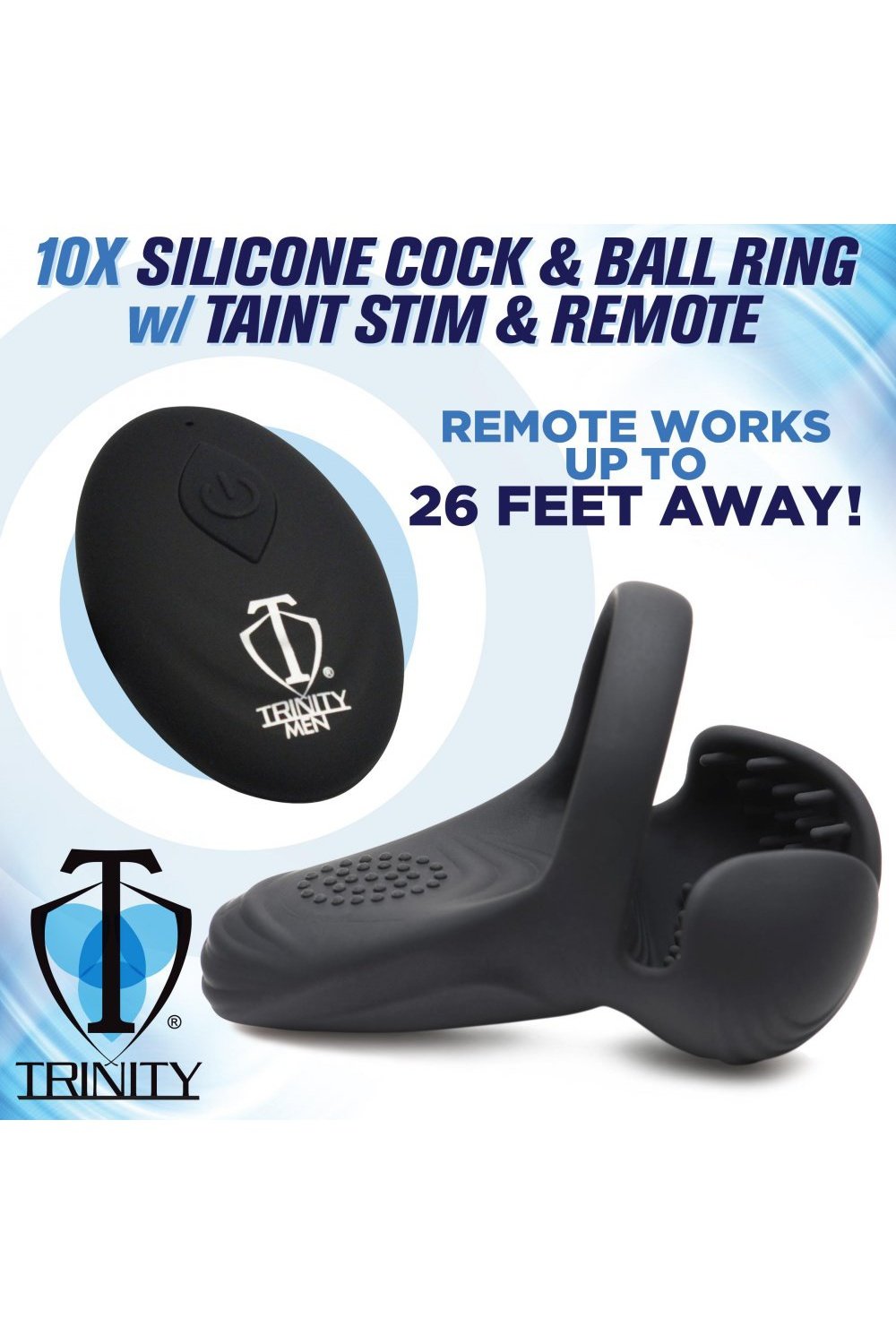 10X Vibrating Silicone Cock Ring with Taint Stim and Remote Free Shipping