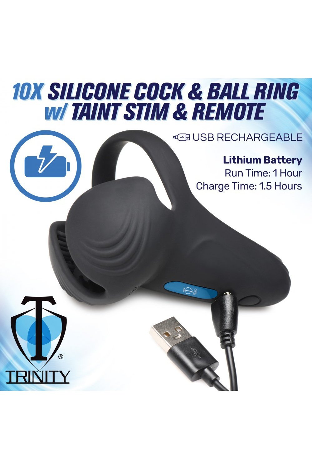 10X Vibrating Silicone Cock Ring with Taint Stim and Remote Free Shipping