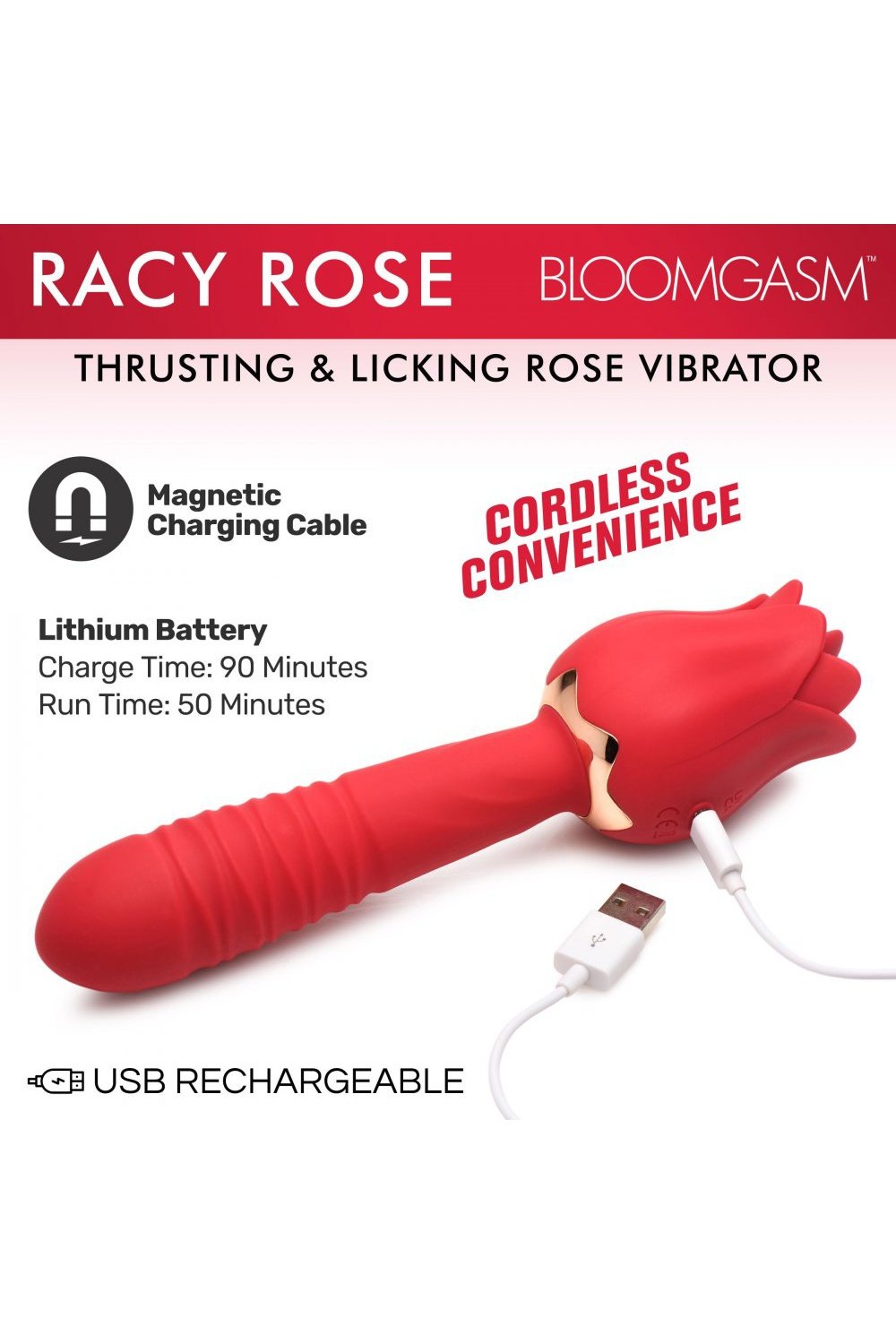 Racy Rose Thrusting and Licking Rose Vibrator Free Shipping