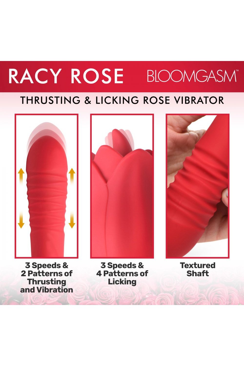 Racy Rose Thrusting and Licking Rose Vibrator Free Shipping