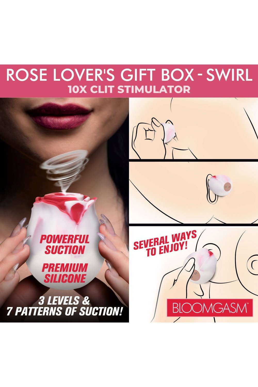 The Rose Lovers Gift Box 10x Clit Suction Rose - Swirl Free Shipping