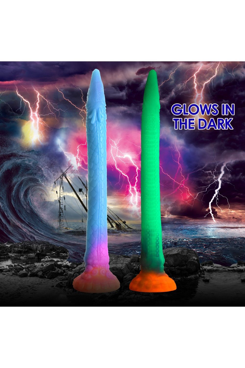 Makara Glow-in-the-Dark Silicone Snake Dildo Free Shipping
