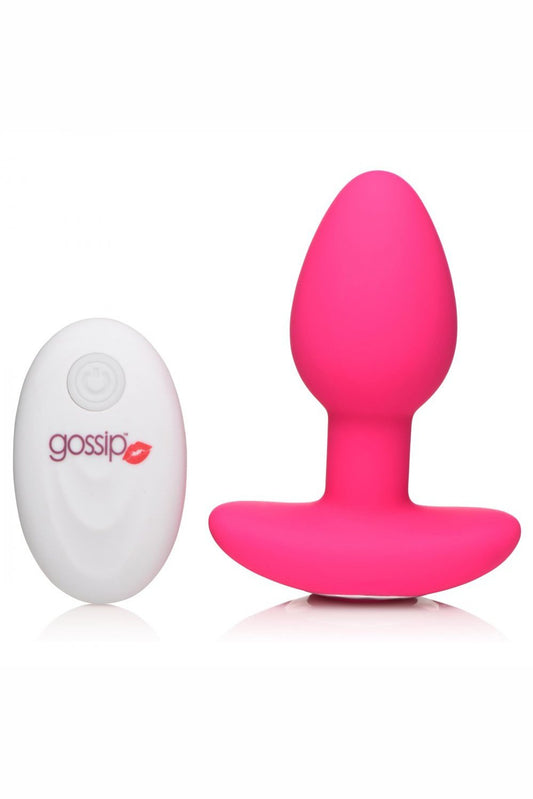 10X Pop Rocker Vibrating Silicone Plug with Remote - Magenta Free Shipping