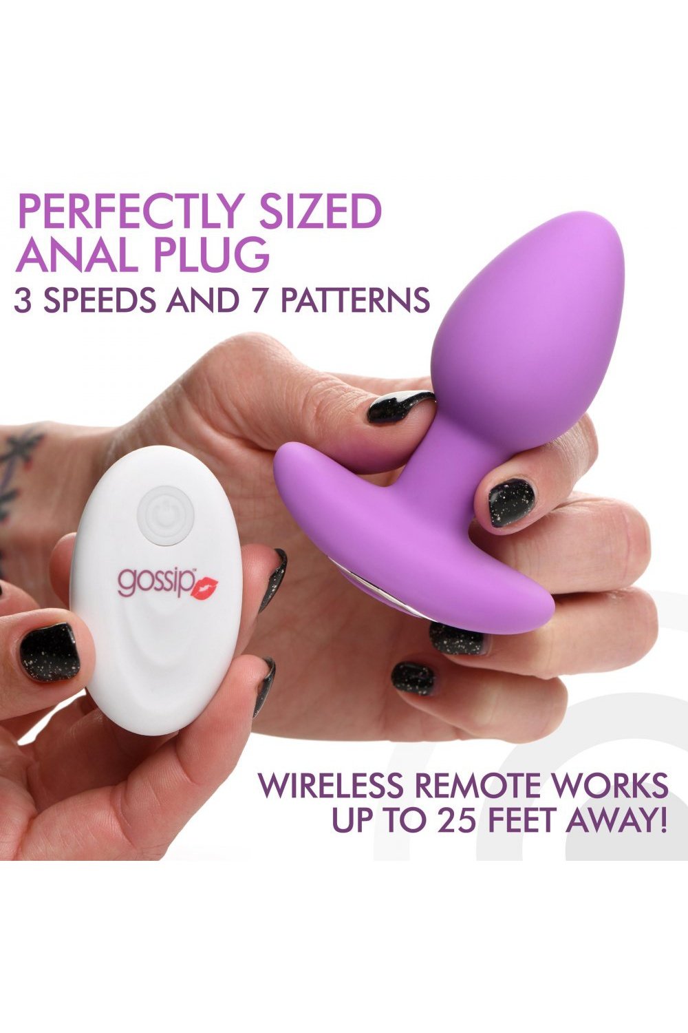 10X Pop Rocker Vibrating Silicone Plug with Remote - Violet Free Shipping