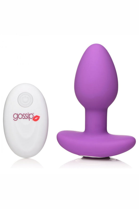 10X Pop Rocker Vibrating Silicone Plug with Remote - Violet Free Shipping