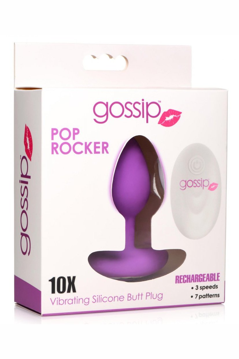 10X Pop Rocker Vibrating Silicone Plug with Remote - Violet Free Shipping