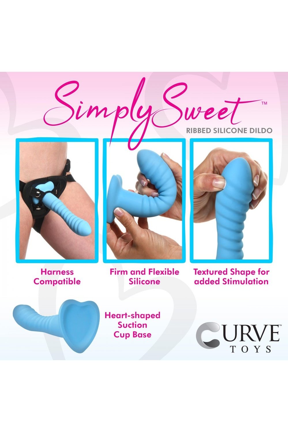 Ribbed Silicone Blue Dildo Free Shipping