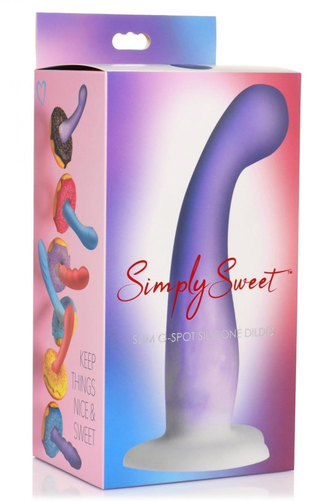 Slim G-Spot Silicone Purple and White Dildo Free Shipping