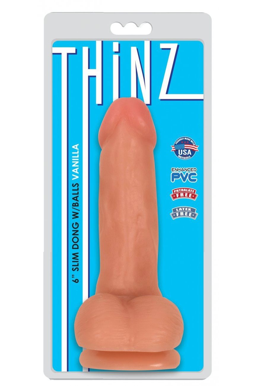 6 Inch Slim Dildo with Balls - Light freeshipping - ToysZone.ca
