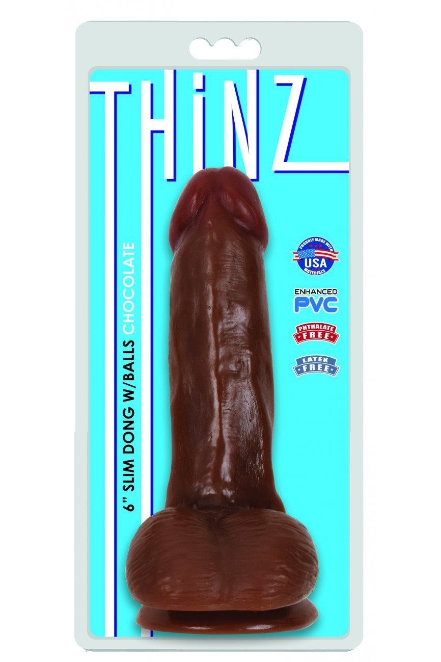 6 Inch Slim Dildo with Balls - Medium freeshipping - ToysZone.ca