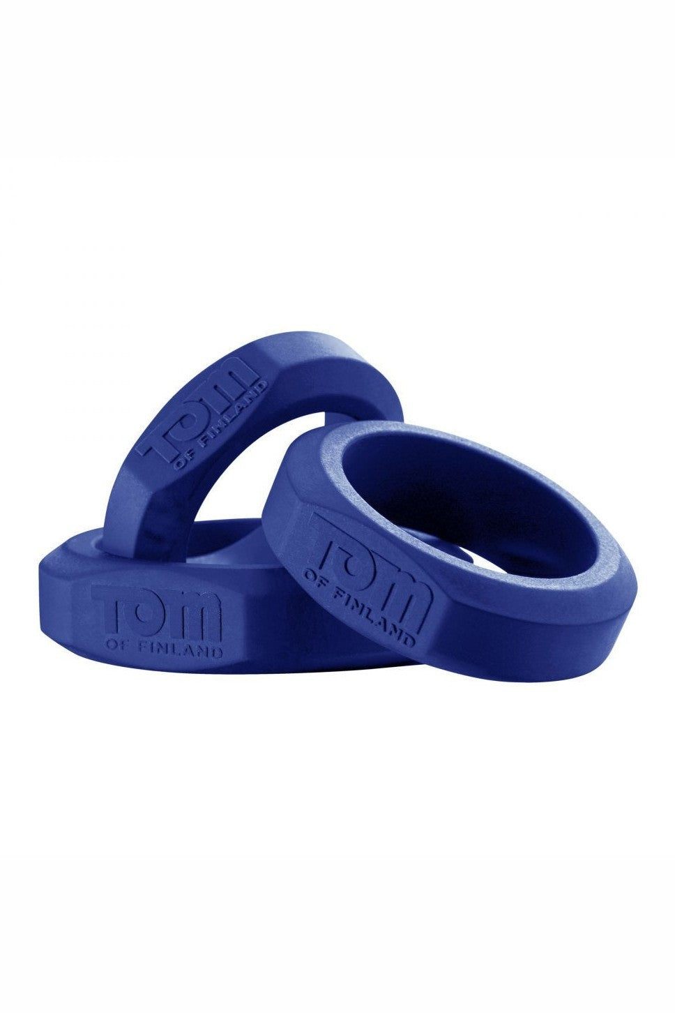 Tom of Finland 3 Piece Silicone Cock Ring Set - Blue freeshipping - ToysZone.ca