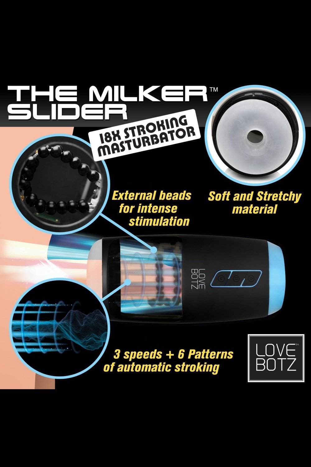 The Milker Slider 18X Stroking Masturbator - Free Shipping