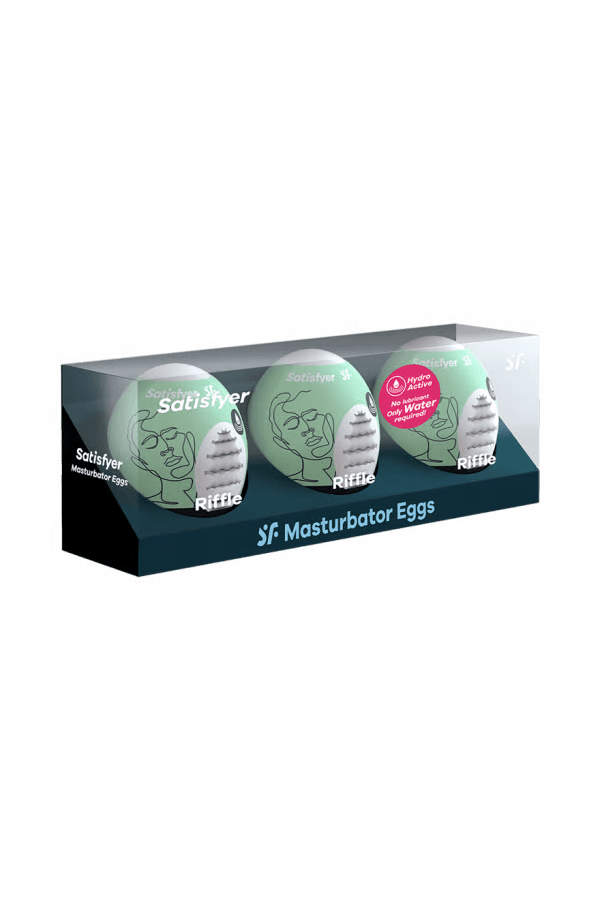 Masturbator Egg 3er Set (Riffle) Light Green - Free Shipping