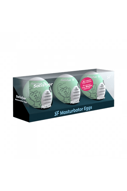 Masturbator Egg 3er Set (Riffle) Light Green - Free Shipping